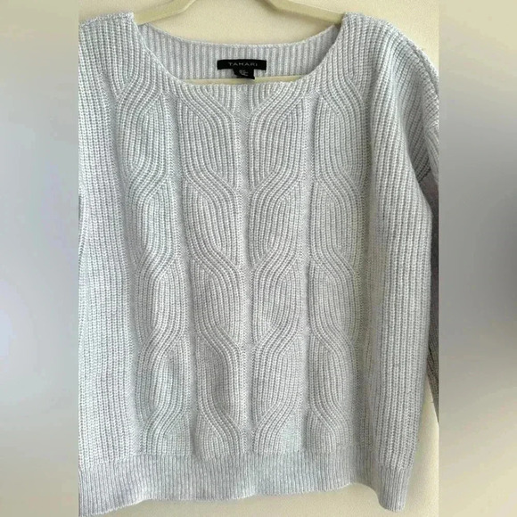 Tahari Ice Purple/Blue Cable Knit Fuzzy Sweater, Size Medium - Picture 4 of 16
